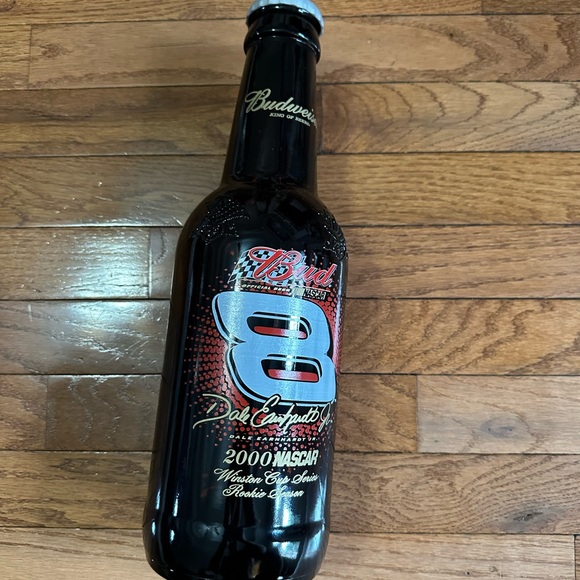 Vintage 2000 Dale Earnhardt Jr Large BUDWEISER Glass Bottle Coin Bank 14” - Picture 1 of 6